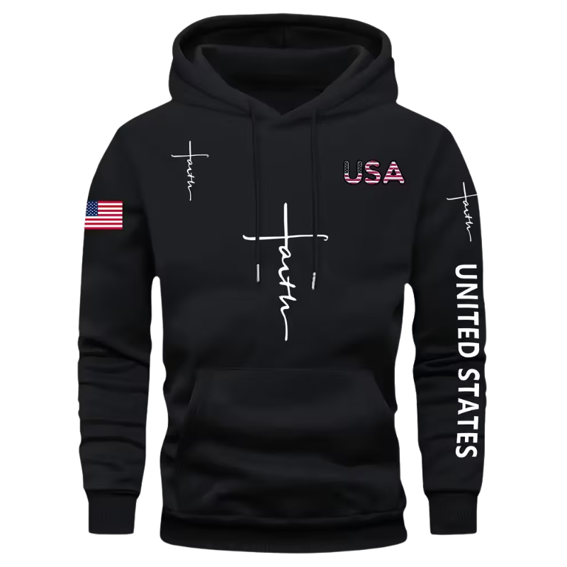 Faith Print Men Casual And Cozy Hoodies 