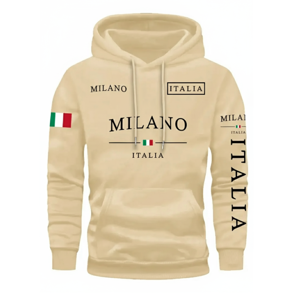 Milan Flag Inspired Geometric Print Hoodies For Couples