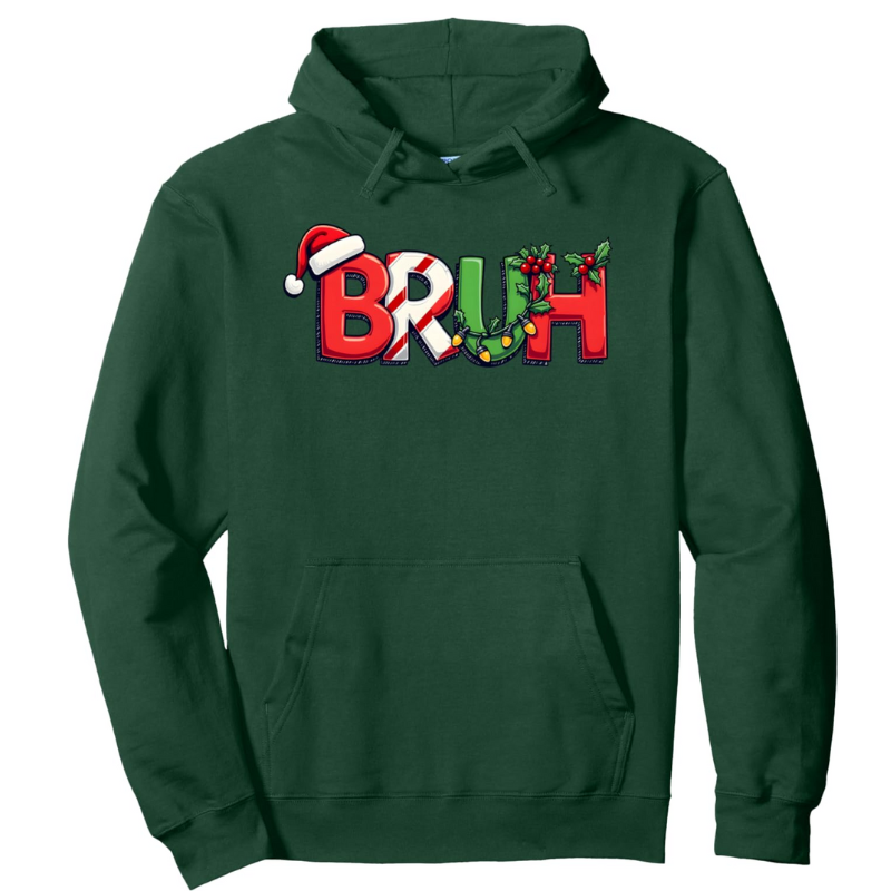 Funny Christmas Bruh Printed Pullover Hoodie