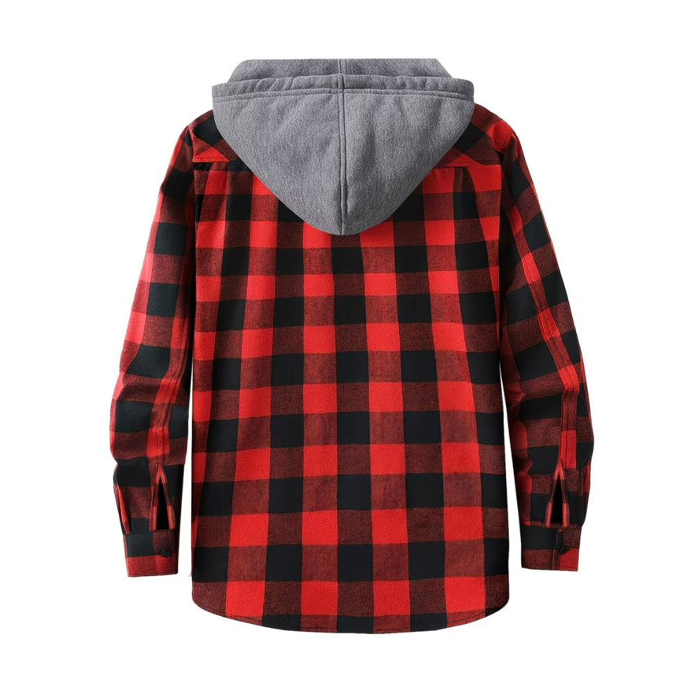 Button Front Hooded Plaid Shirt With Casual Layered Style