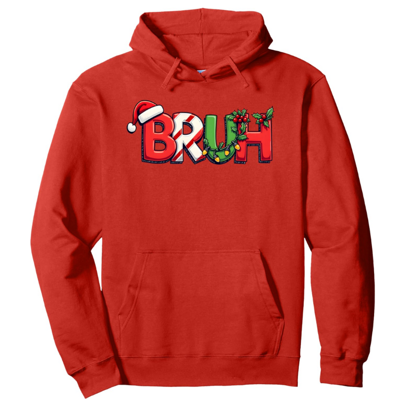 Funny Christmas Bruh Printed Pullover Hoodie