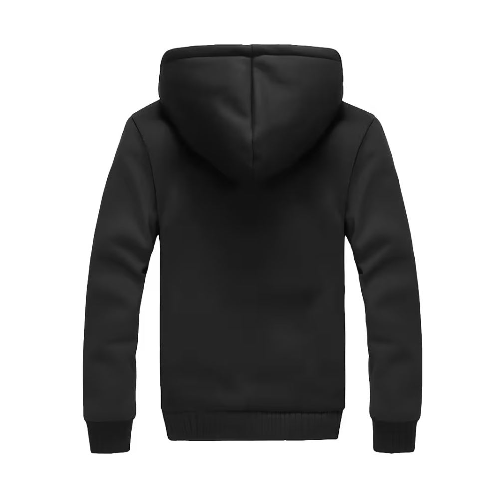 Casual Warm Fleece Lining Knit Zip Front Hoodie For Winter