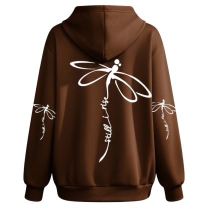 Dragonfly Print Long Sleeve Pullover Casual Hoodie