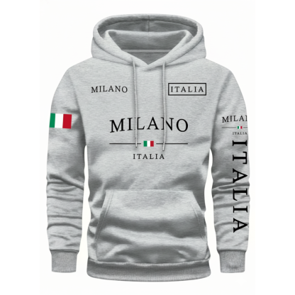 Milan Flag Inspired Geometric Print Hoodies For Couples