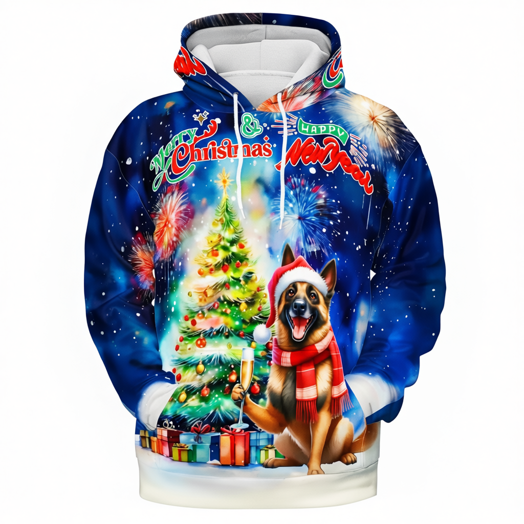 Festive Santa Dog Themed Christmas Hoodie For Holiday Season