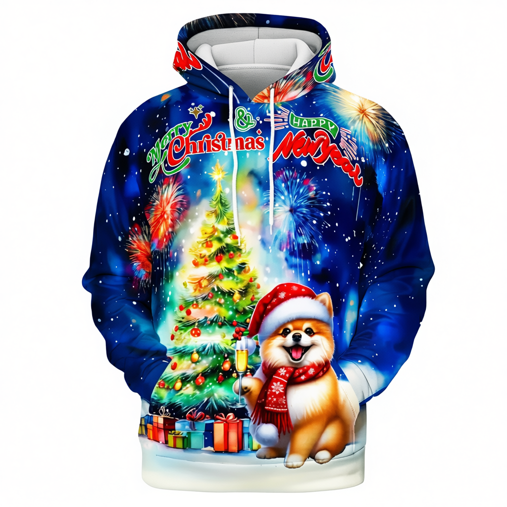 Festive Santa Dog Themed Christmas Hoodie For Holiday Season