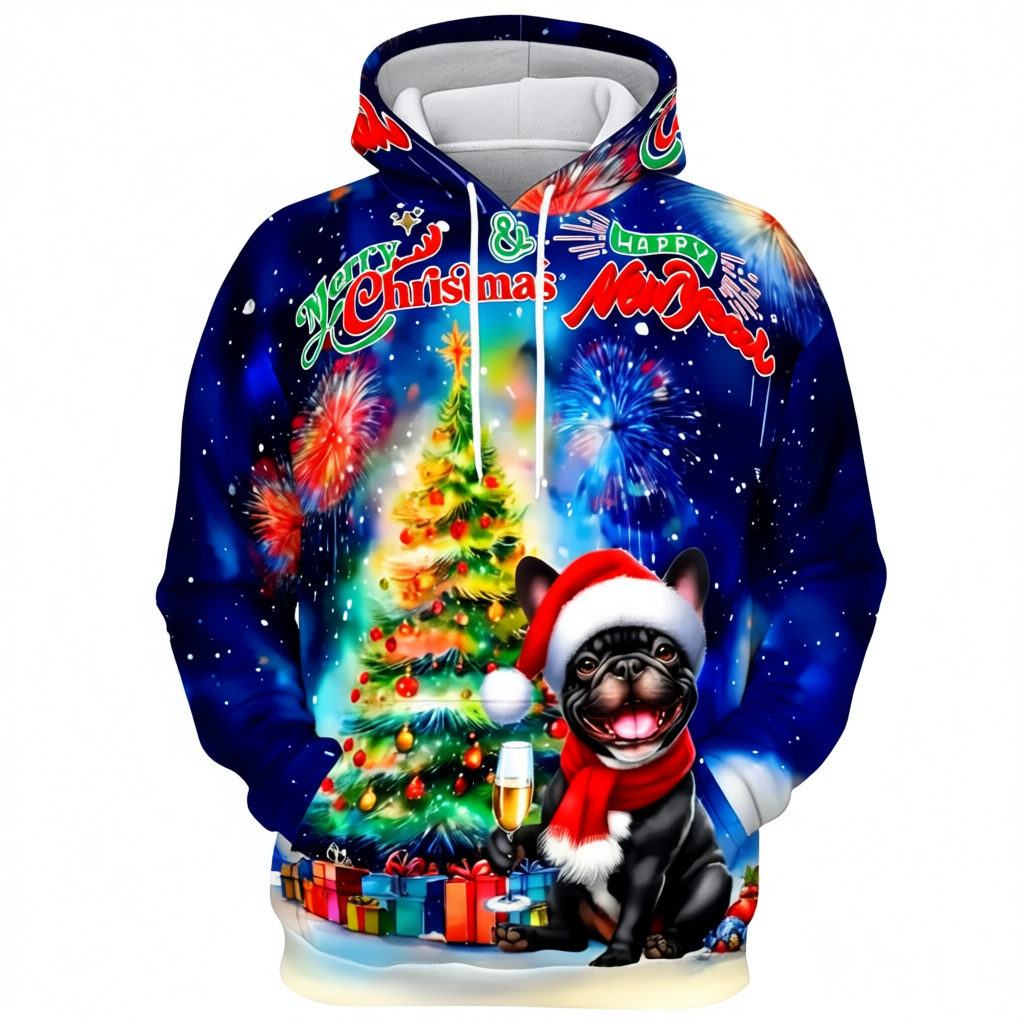 Festive Santa Dog Themed Christmas Hoodie For Holiday Season
