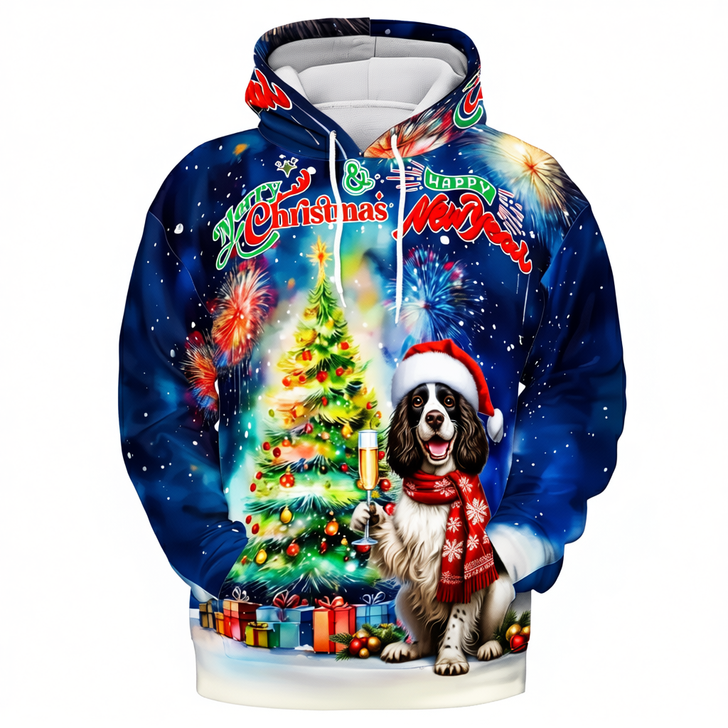 Festive Santa Dog Themed Christmas Hoodie For Holiday Season