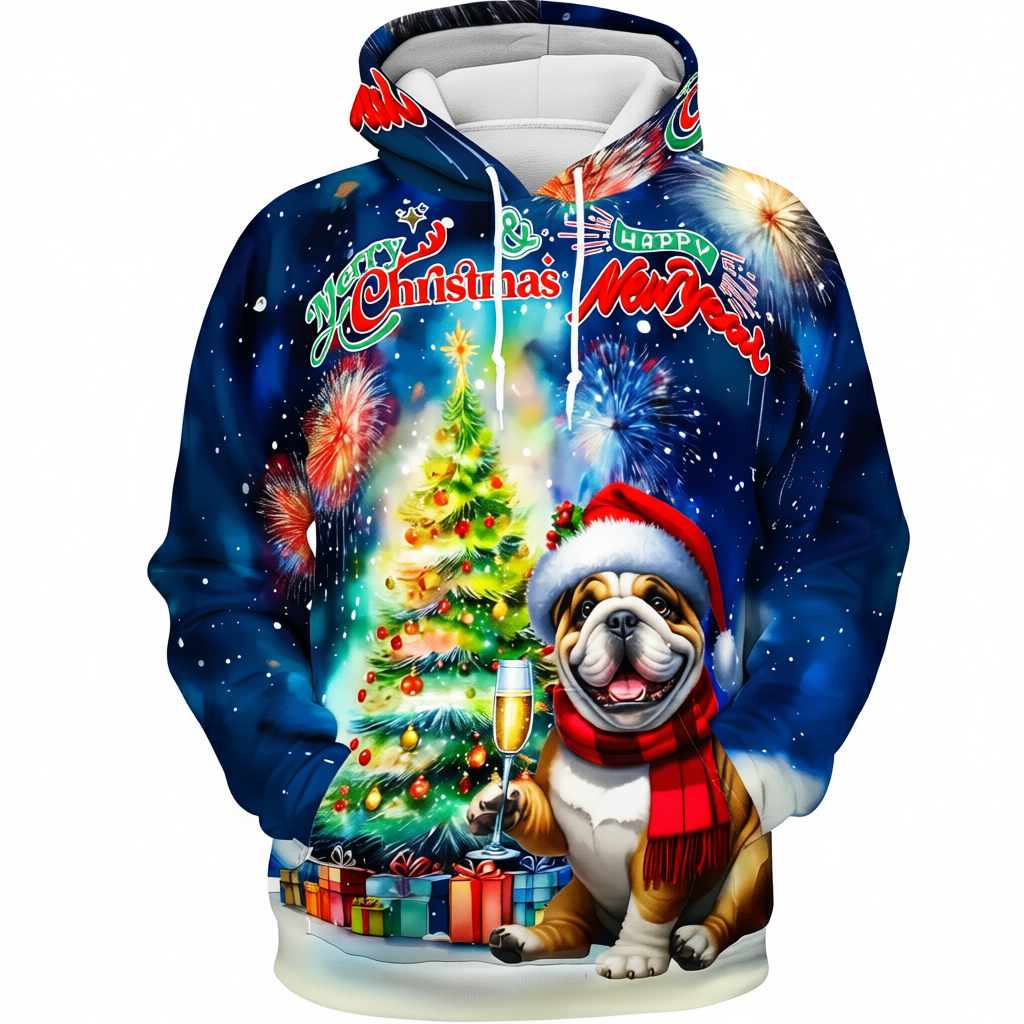 Festive Santa Dog Themed Christmas Hoodie For Holiday Season