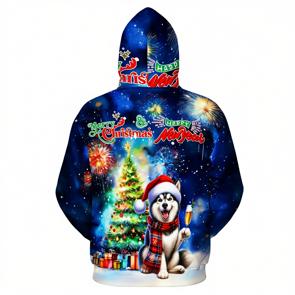 Festive Santa Dog Themed Christmas Hoodie For Holiday Season