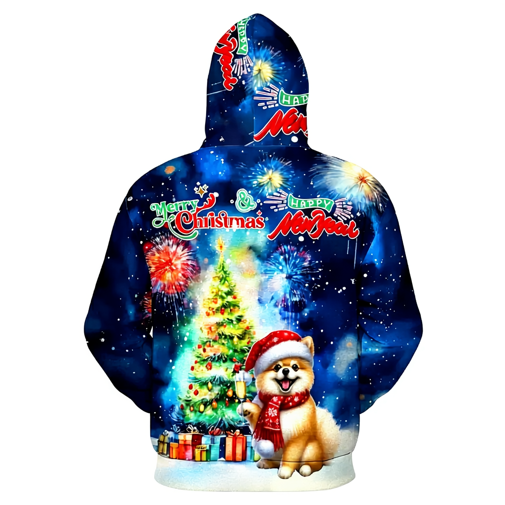Festive Santa Dog Themed Christmas Hoodie For Holiday Season