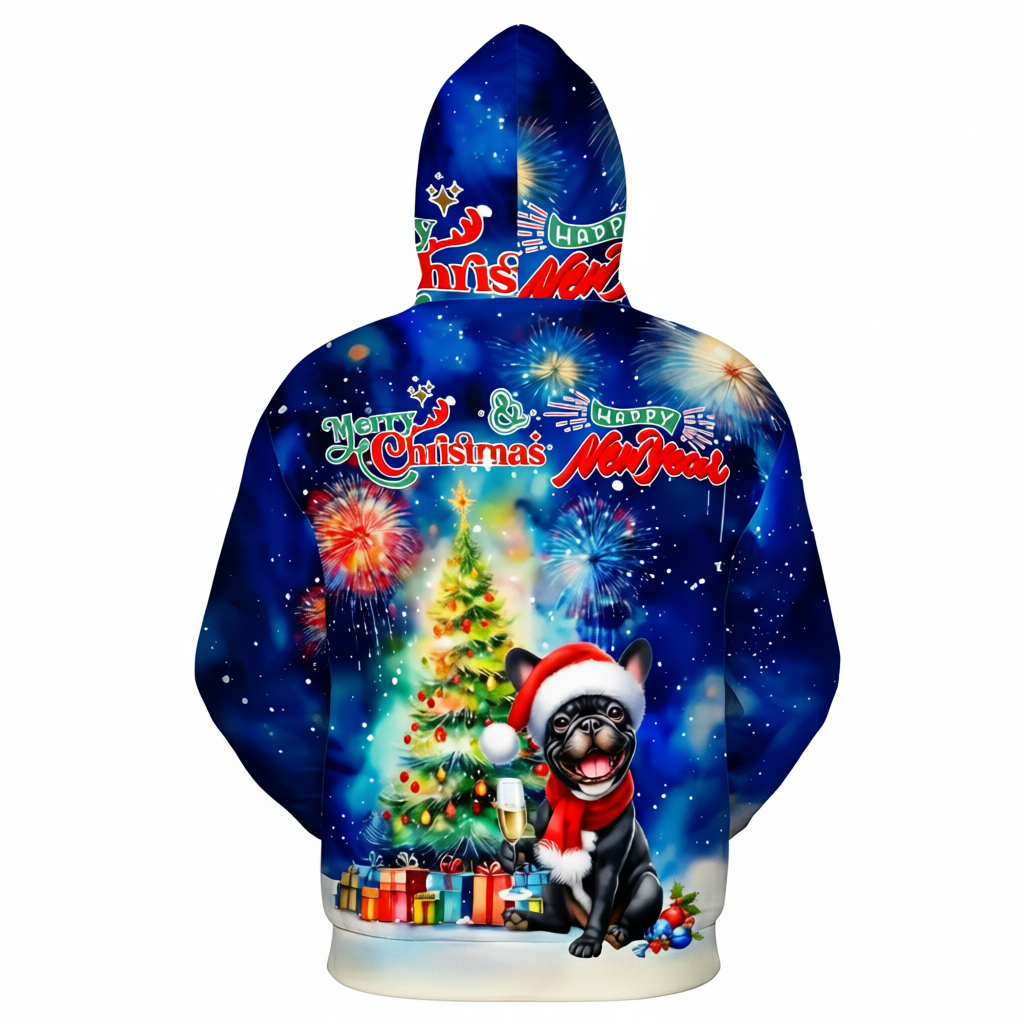 Festive Santa Dog Themed Christmas Hoodie For Holiday Season