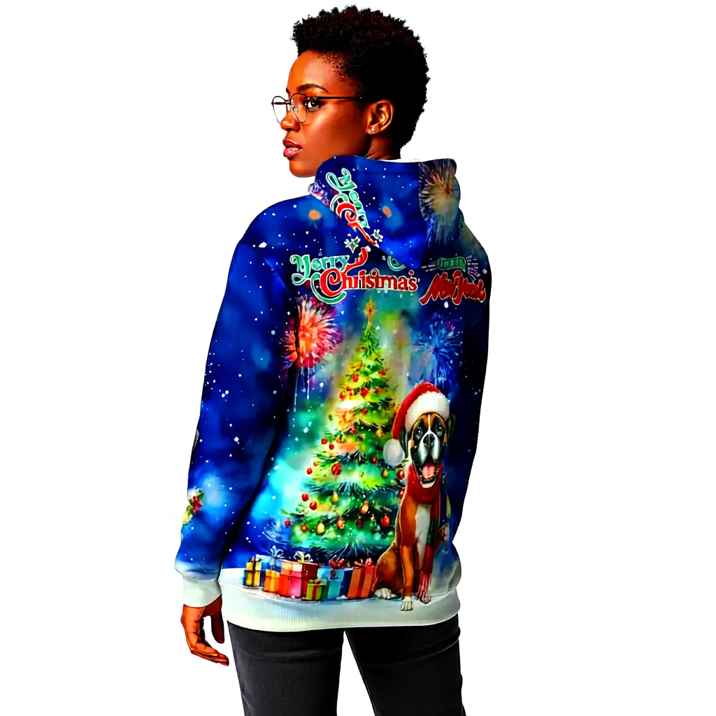 Festive Santa Dog Themed Christmas Hoodie For Holiday Season