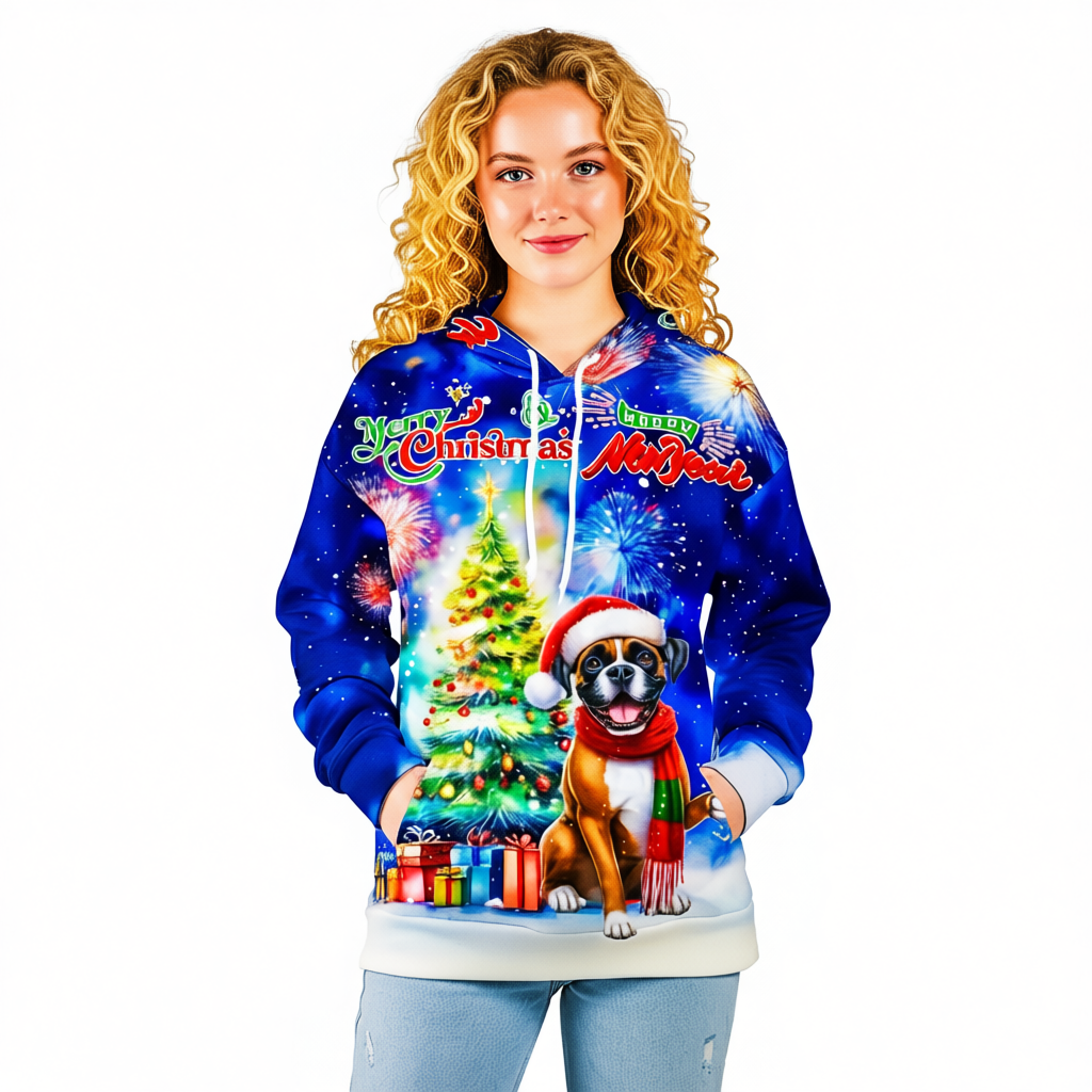 Festive Santa Dog Themed Christmas Hoodie For Holiday Season
