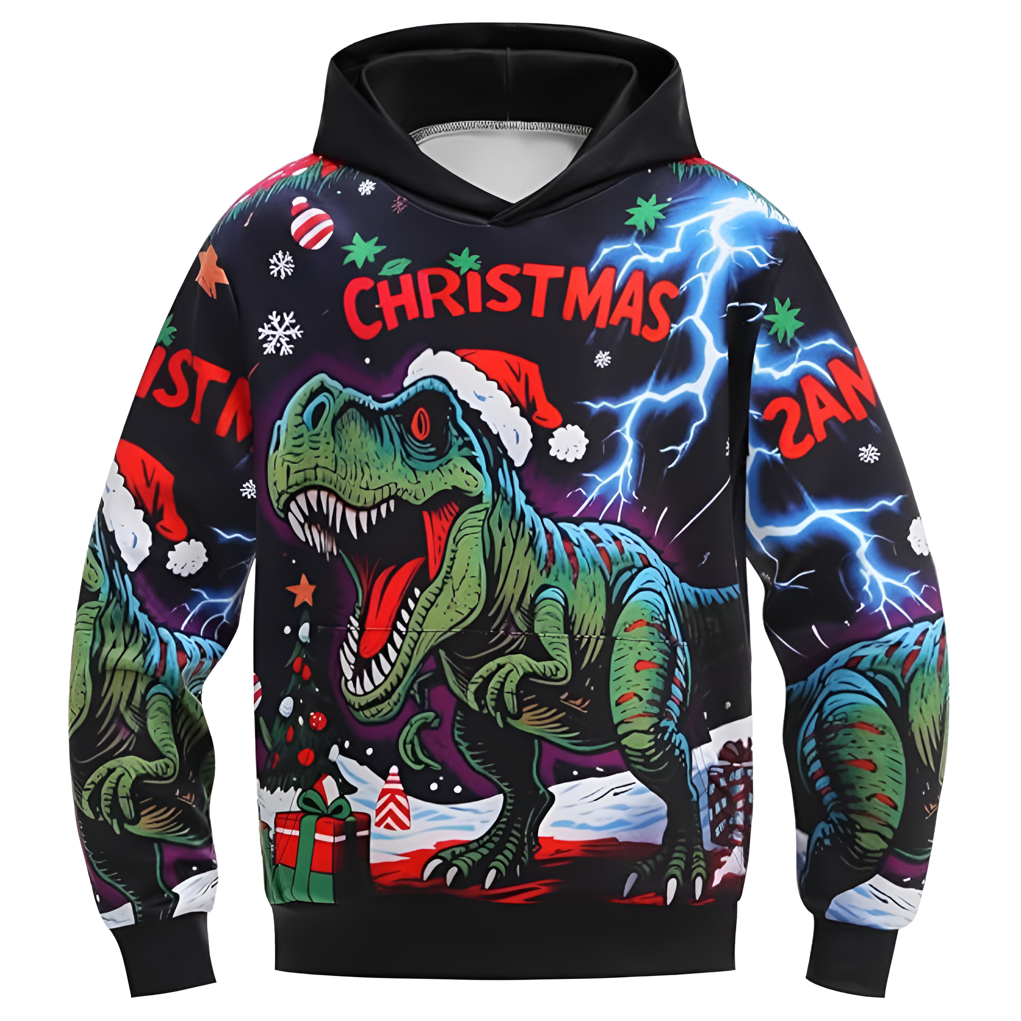Ugly Christmas Reindeer 3D Graphic Print Hoodie For Kids