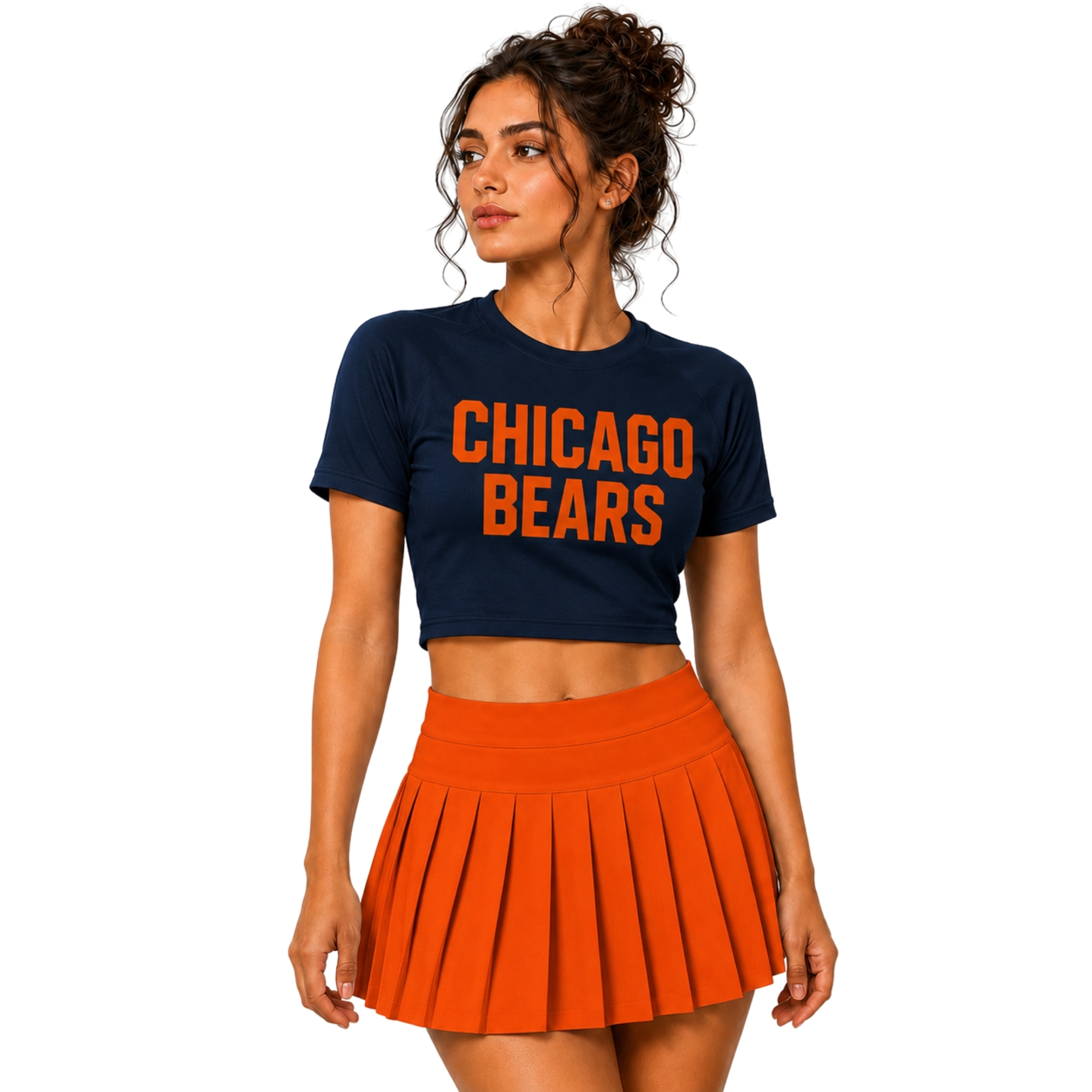 Chicago Bears Football Team Printed Two Piece Top And Skirt Set For Women