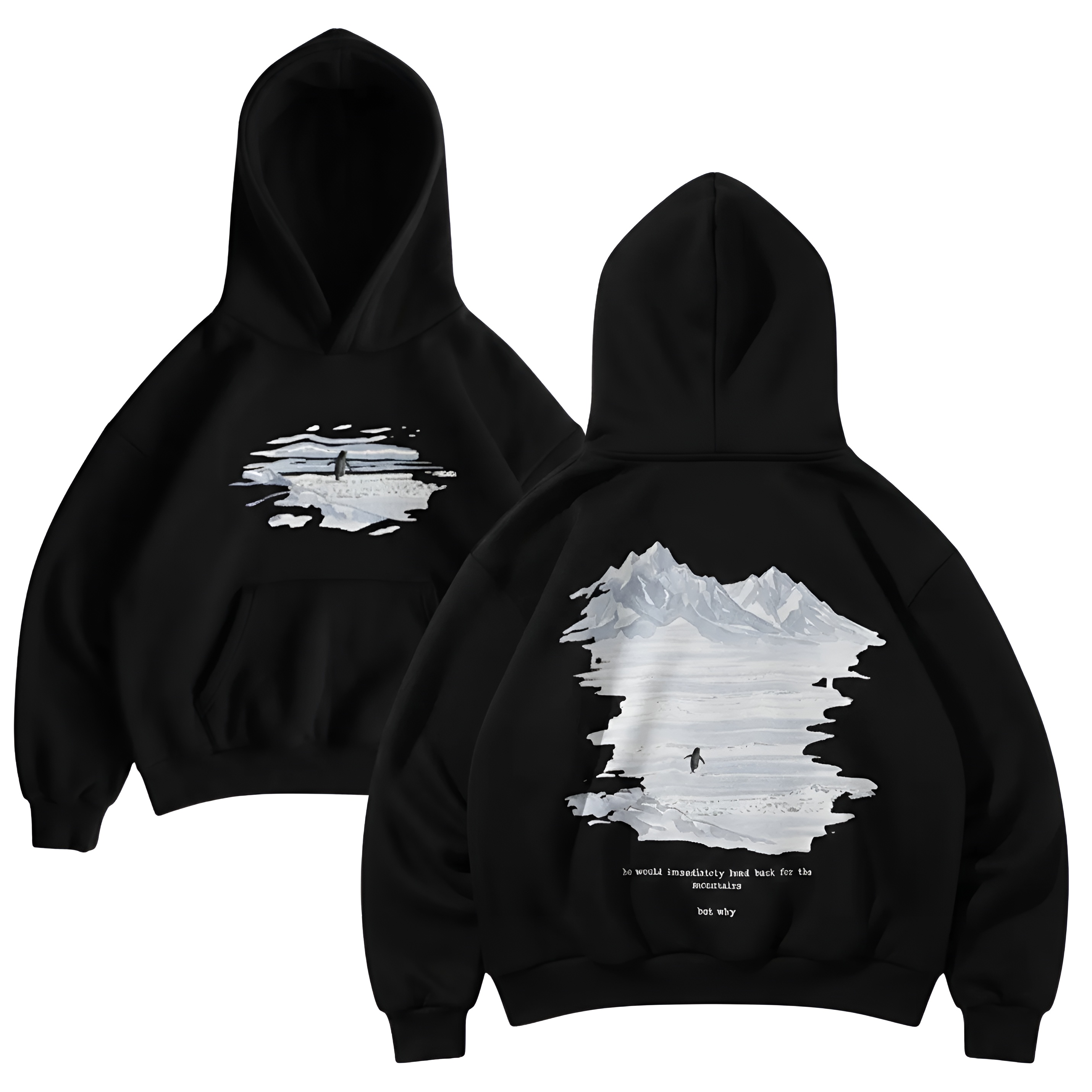 Penguin Graphic Printed Oversized Streetwear Hoodie