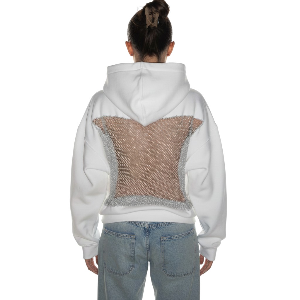 Backless Long Sleeve Gothic Mesh Hoodie For Women
