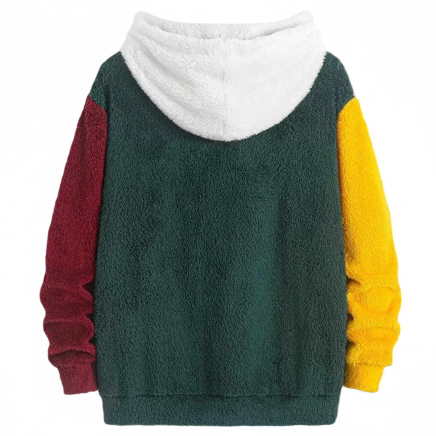 Men Multicolor Fleece Hoodie with Patch