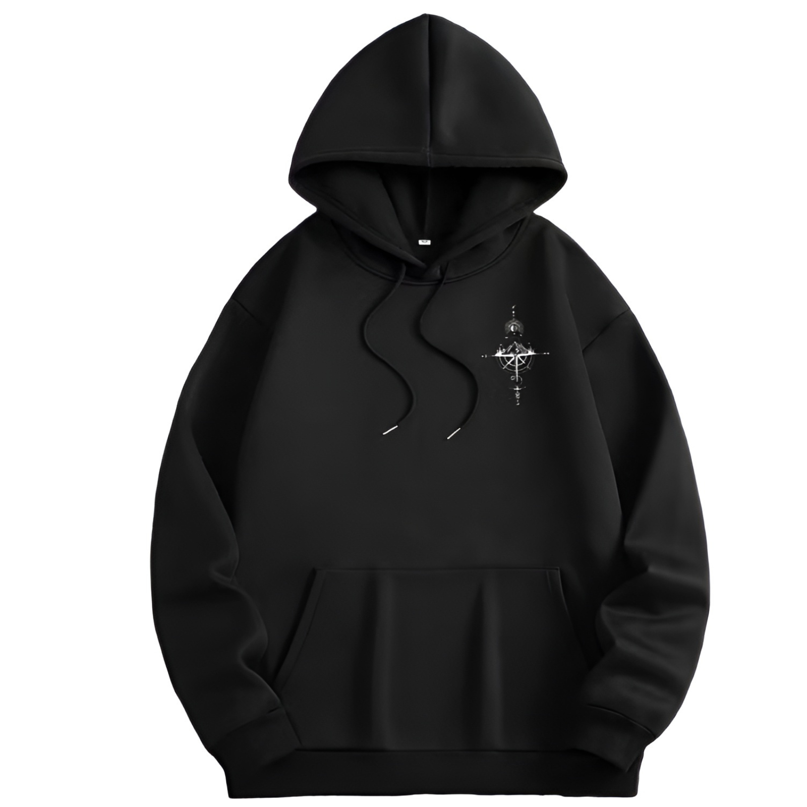 Men Cozy Fleece Starry Night Hoodie With Mountain Graphic 