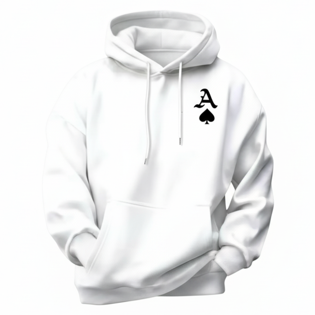 Men Casual Hoodie With Playing Cards Print