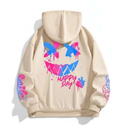 Women Happy Day Hoodie With Colorful Splash Smile Face