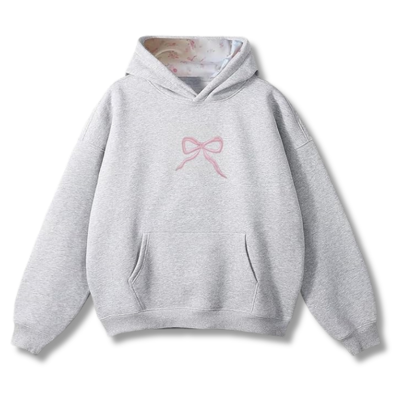 Ribbon Embroidery Hoodie With Floral Lining for Women 