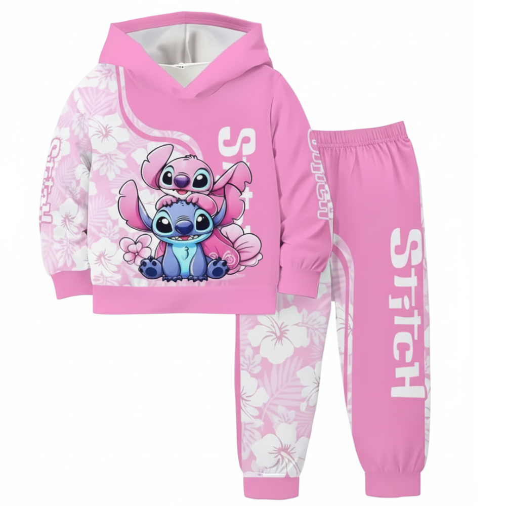 Floral Print Hoodie And Sweatpants Set For Girls
