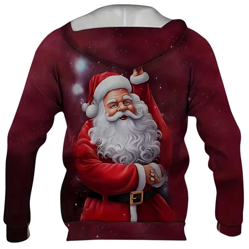 Casual Christmas Santa Printed Hoodie For Men