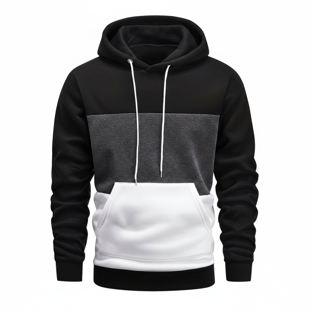 Casual Style Color Block Pullover Hoodie With Kangaroo Pocket