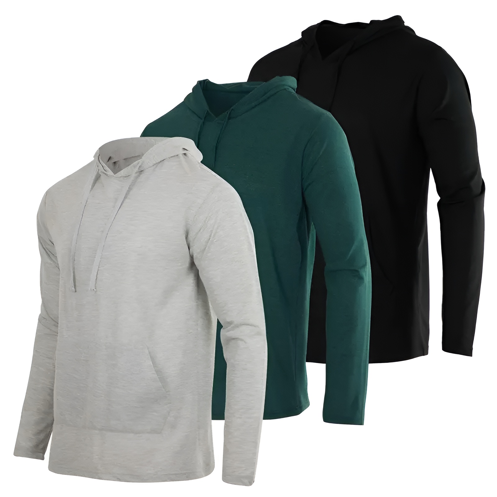 3 Pack Men Cotton Lightweight Casual Pullover Drawstring Hoodie