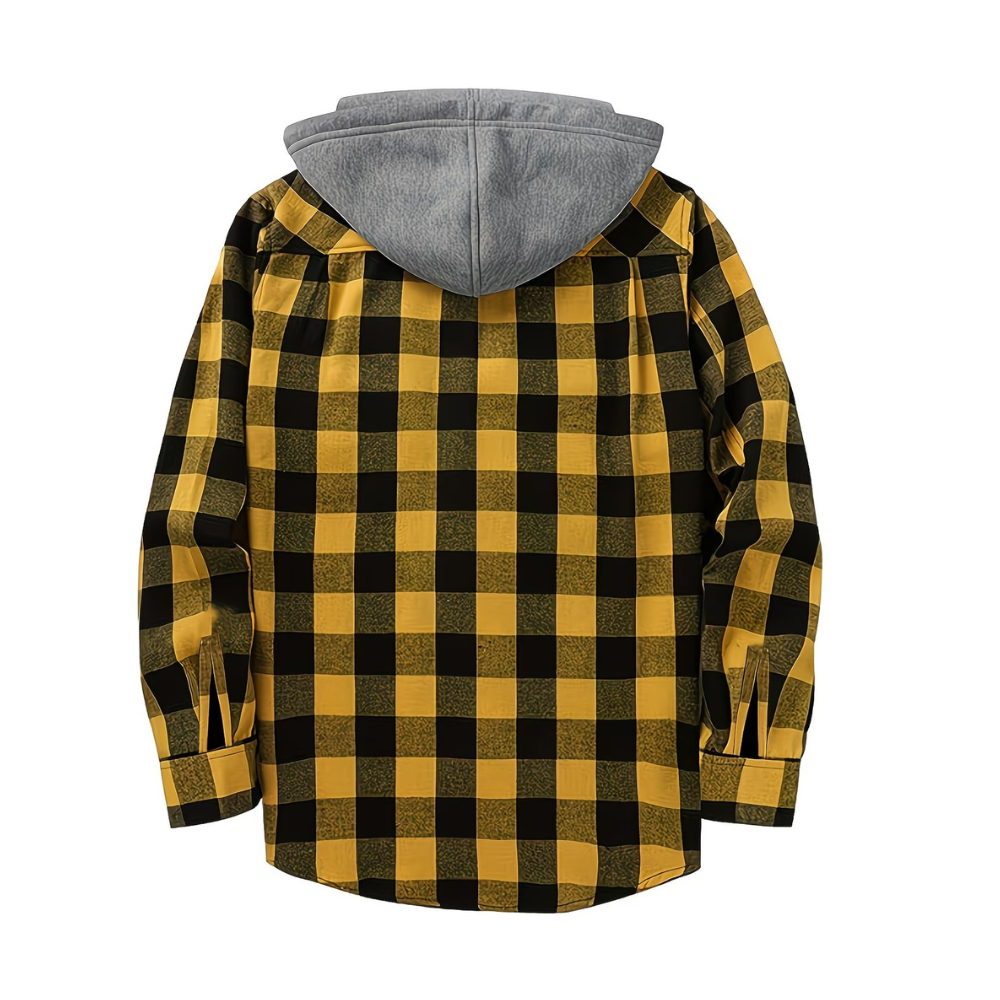 Button Front Hooded Plaid Shirt With Casual Layered Style