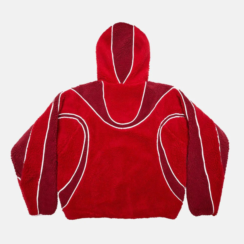 Oversized Sherpa Hoodie With Contrast Piping Detail