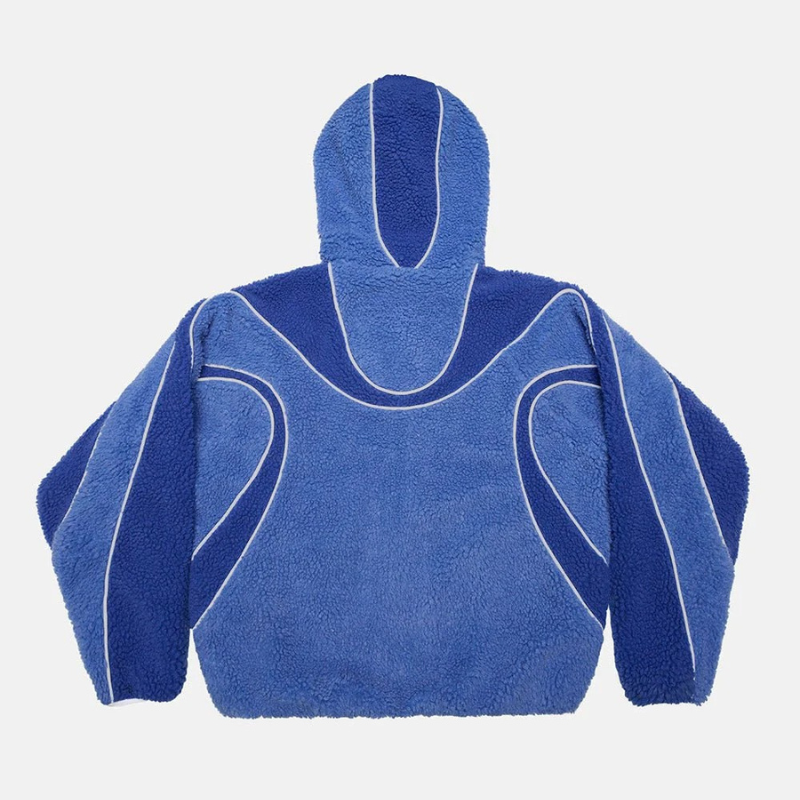 Oversized Sherpa Hoodie With Contrast Piping Detail