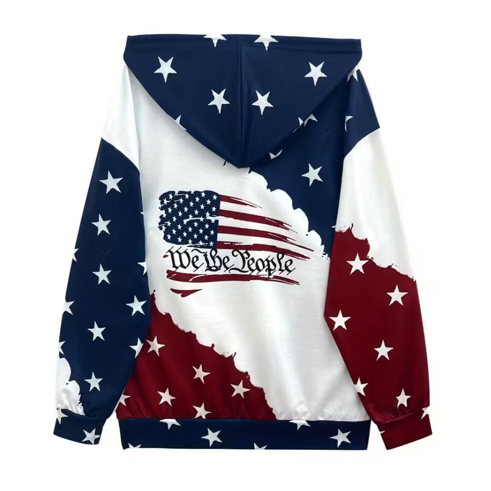 Women American Flag Hoodie Casual Long