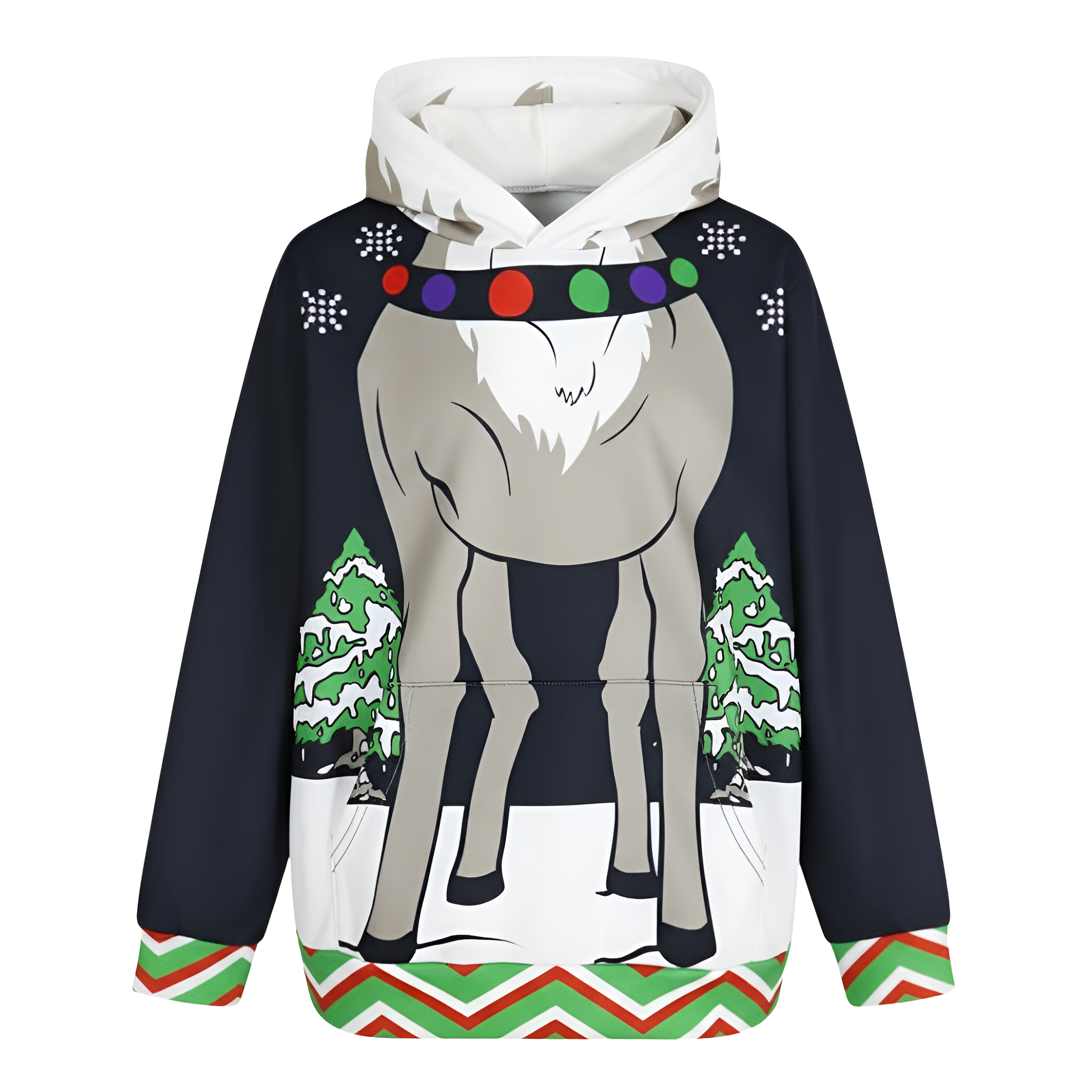 Ugly Christmas Reindeer 3D Graphic Print Hoodie For Kids