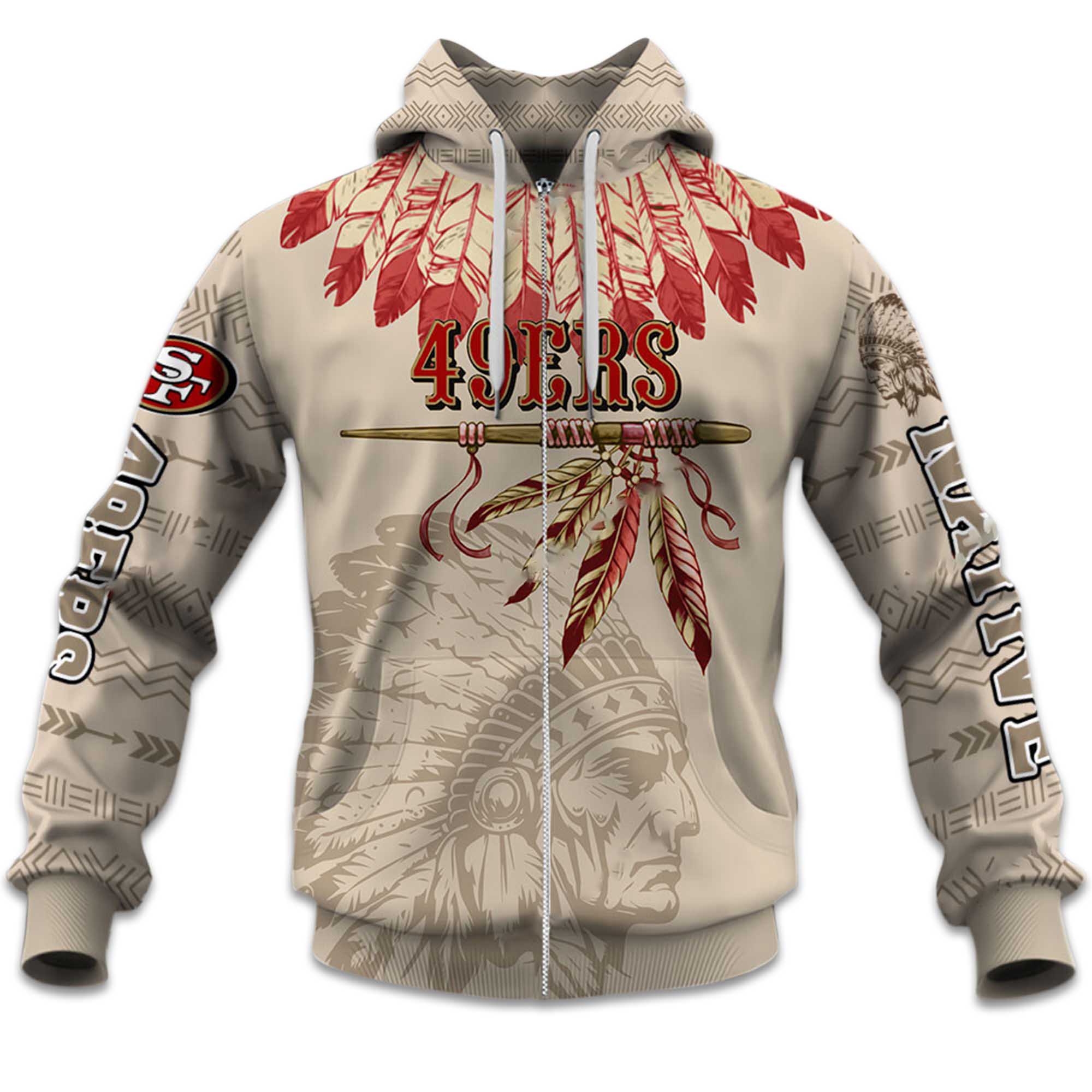 Personalized 49ers Football Native American Heritage Zipper Hoodie