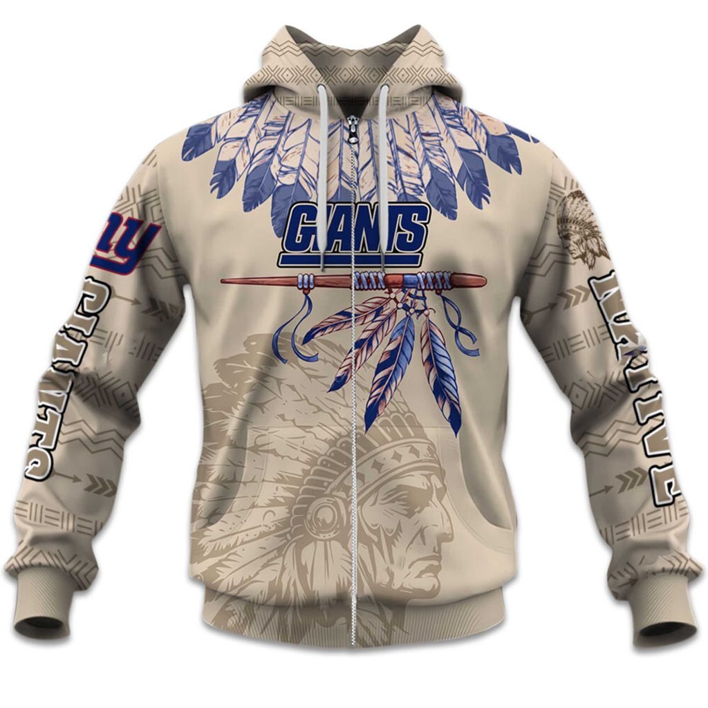 Personalized Giants Football Native American Heritage Zipper Hoodie