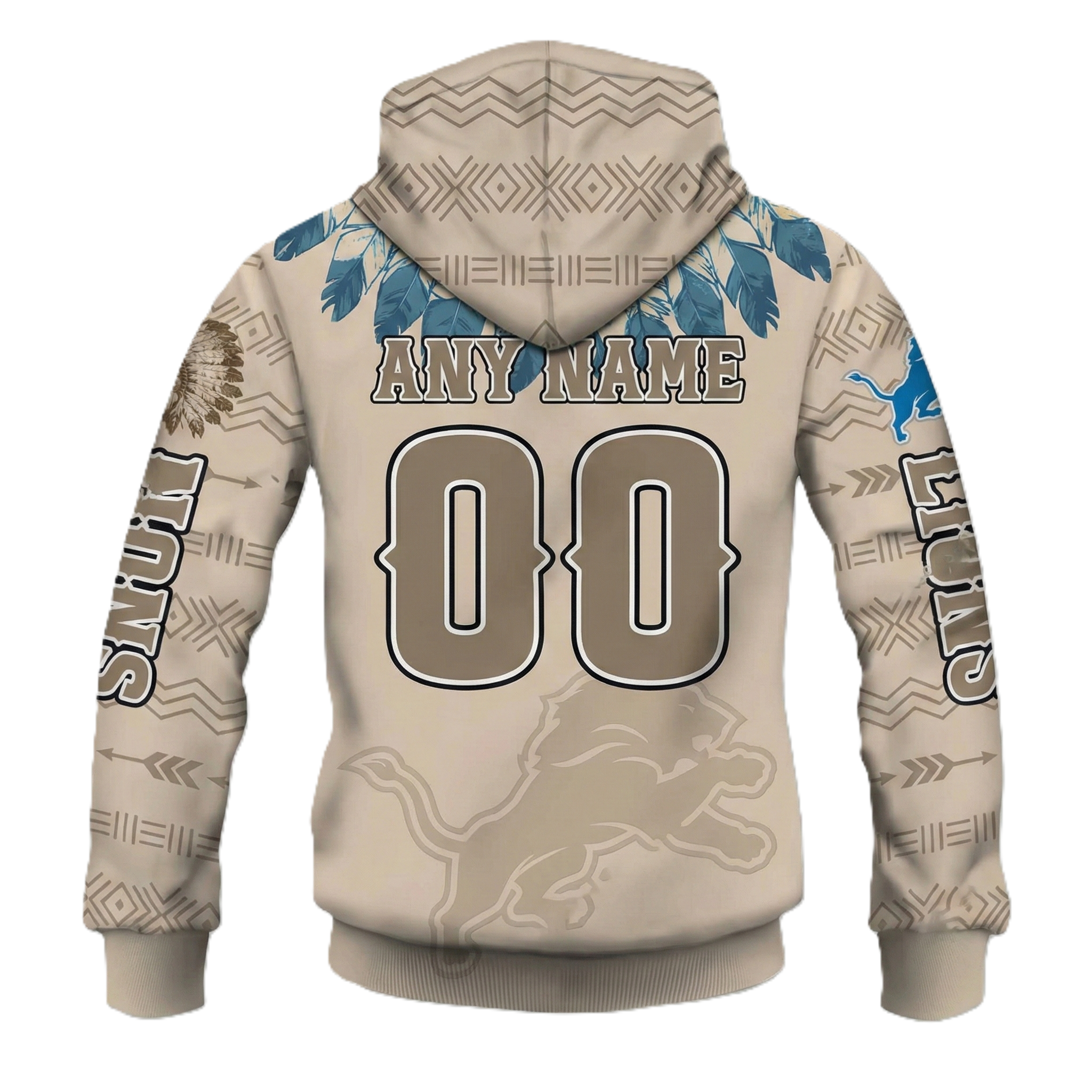 2025 Personalized Lions Football Native American Heritage Zipper Hoodie