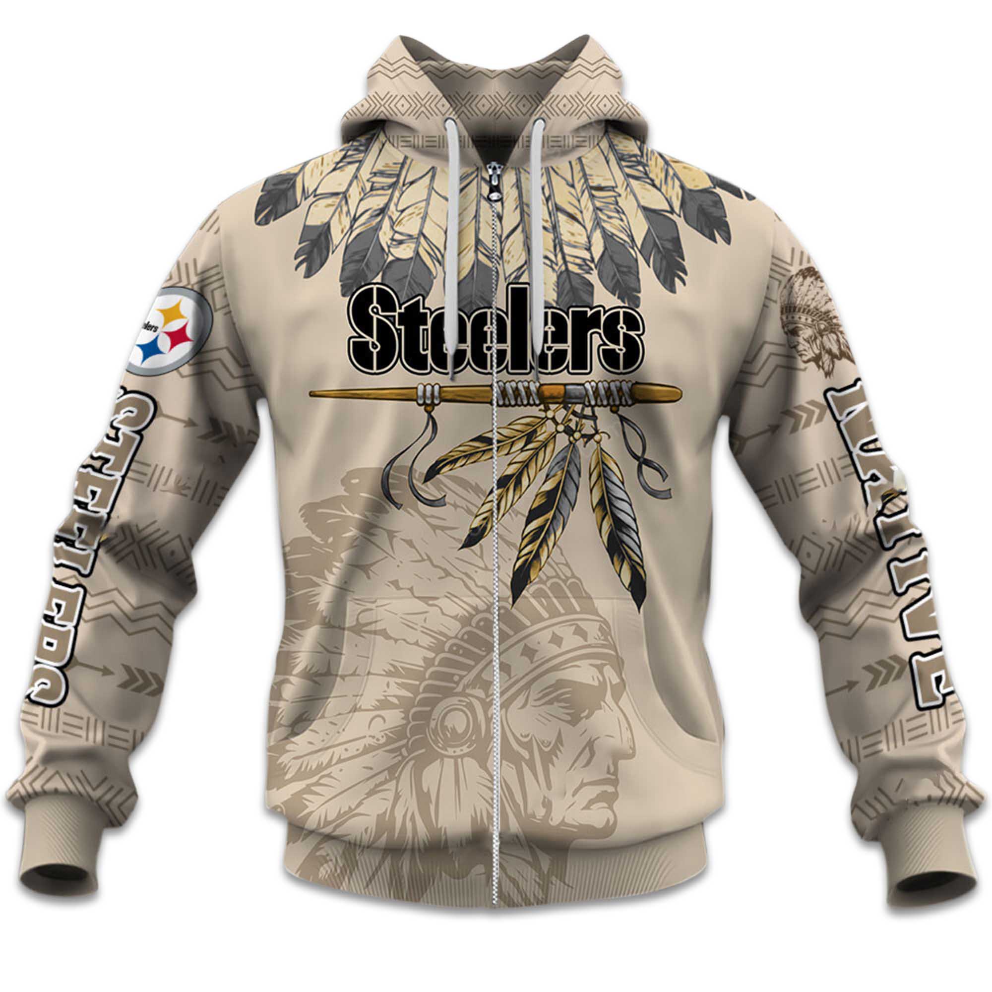 Personalized Steelers Football Native American Heritage Zipper Hoodie