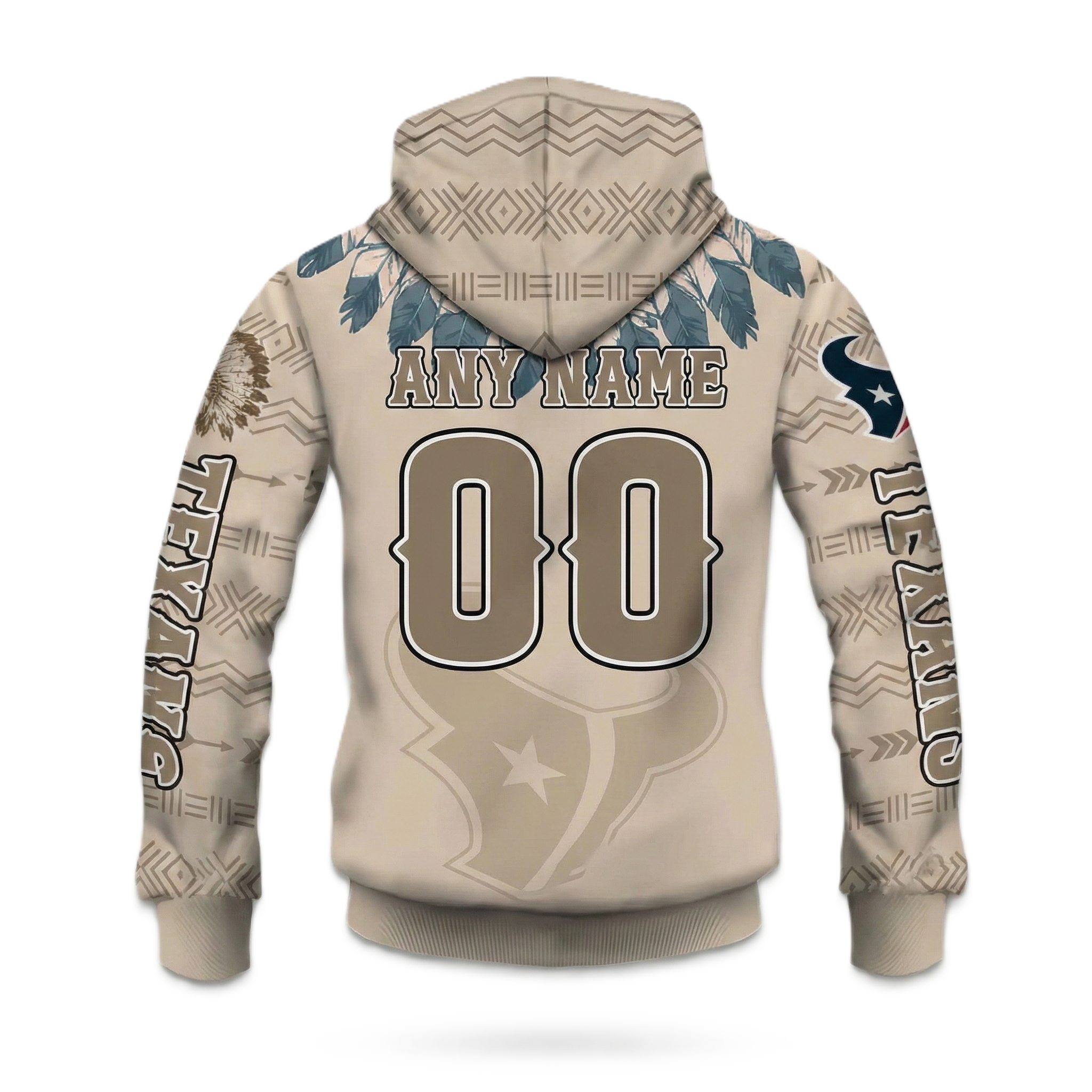 2025 Personalized Texans Football Native American Heritage Zipper Hoodie