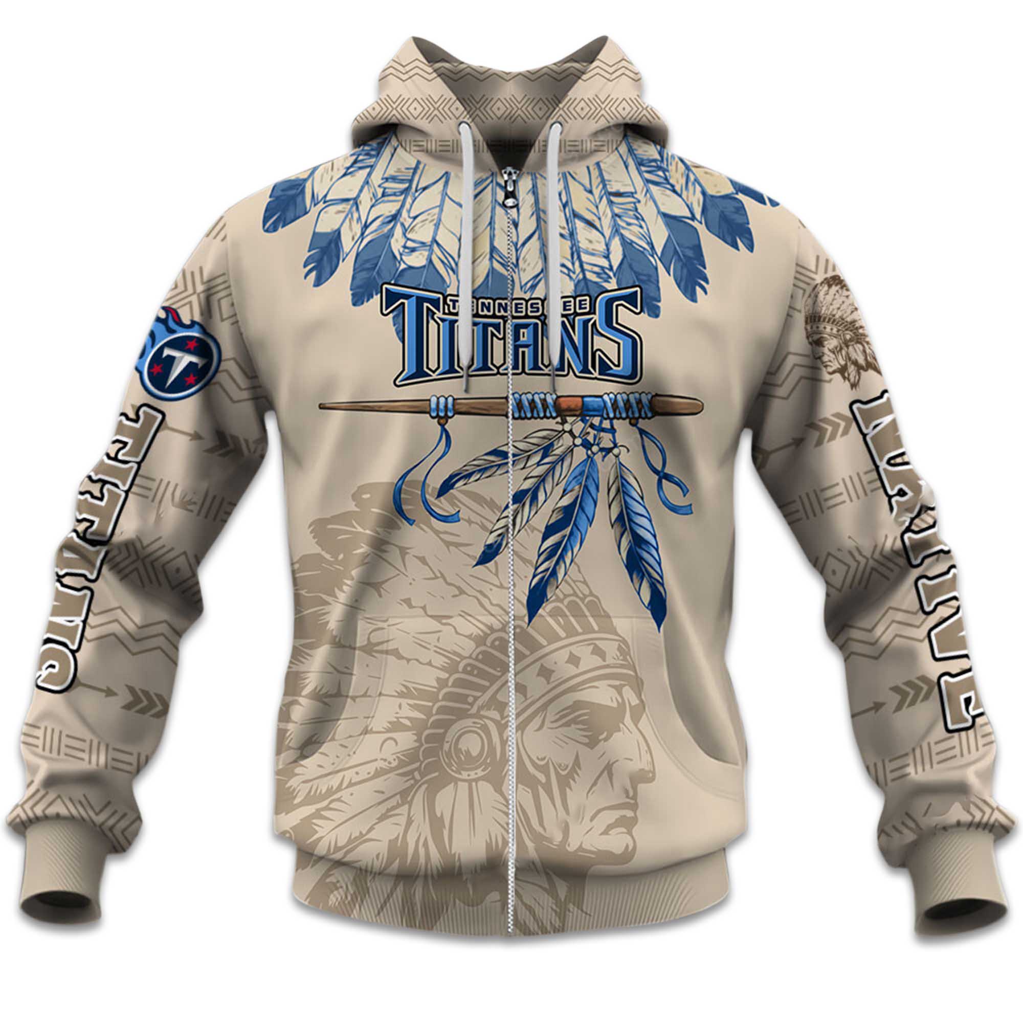 Personalized Titans Football Native American Heritage Zipper Hoodie