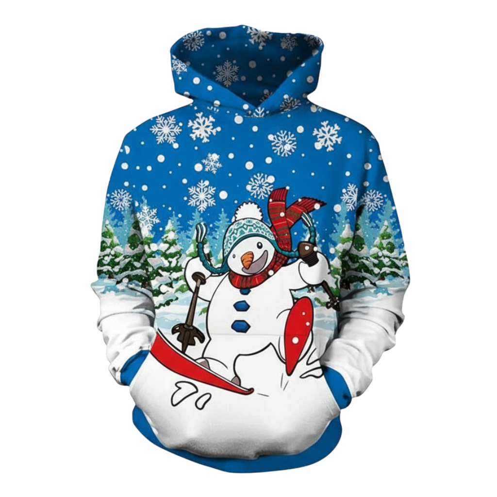 Christmas Snowman Graphic Print Hoodie For Kids