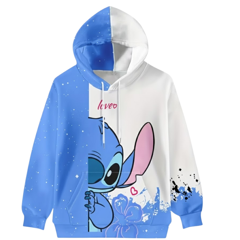 Loose Fit Pullover Graphic Sweatshirt With Drawstring Hood And Front Pockets