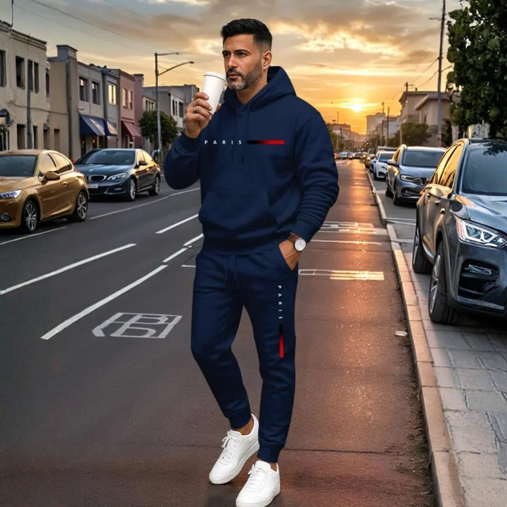 Men’s Paris Graphic Hoodie & Jogger Tracksuit Set