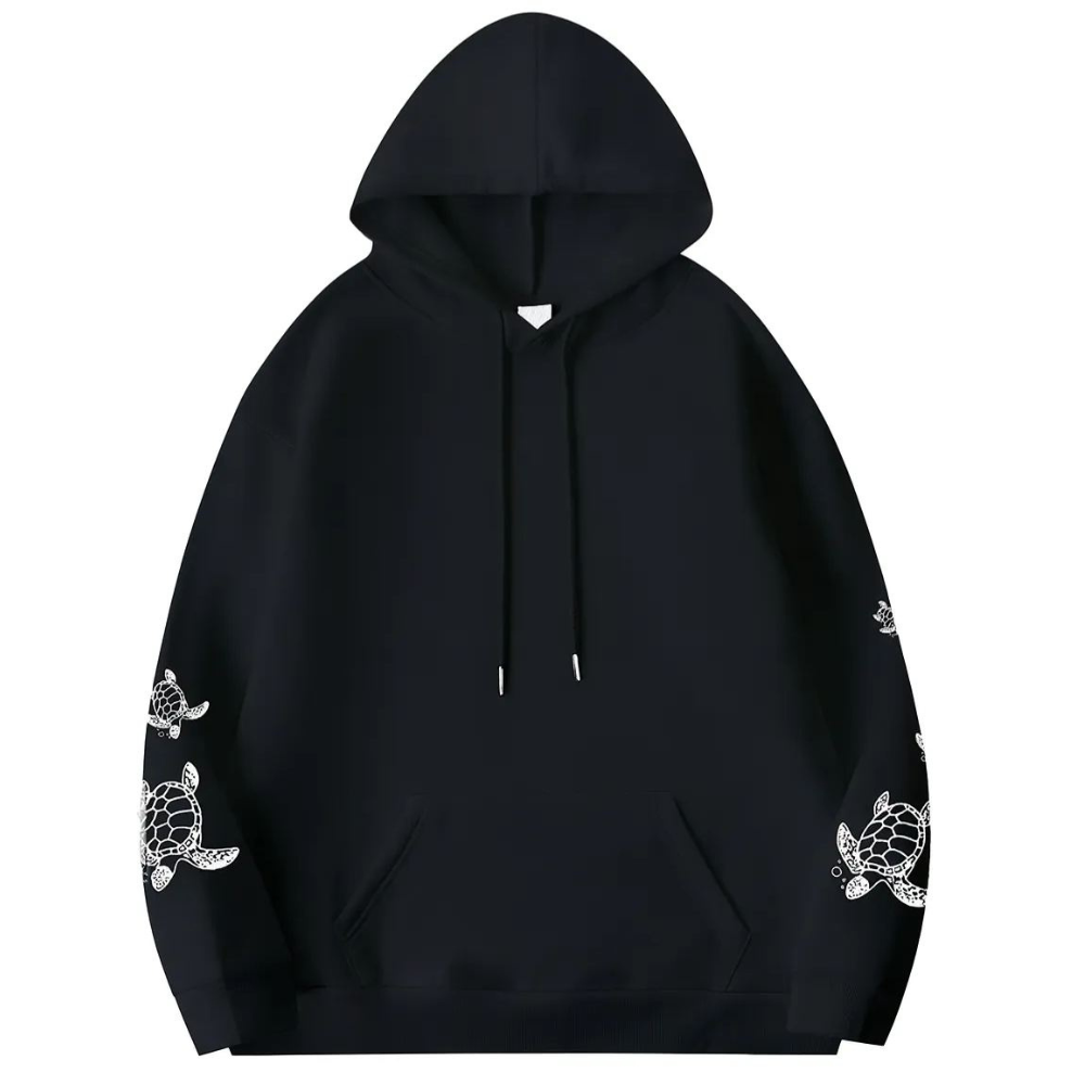Women Plus Size Oversized Sea Turtle Print Hoodie 