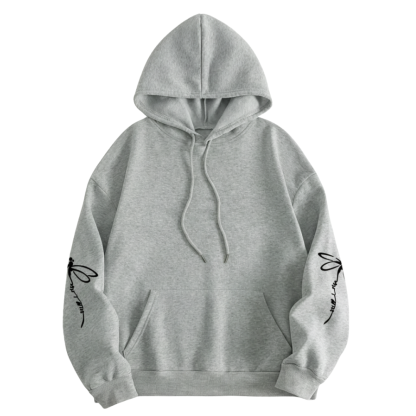 Dragonfly Print Long Sleeve Pullover Casual Hoodie