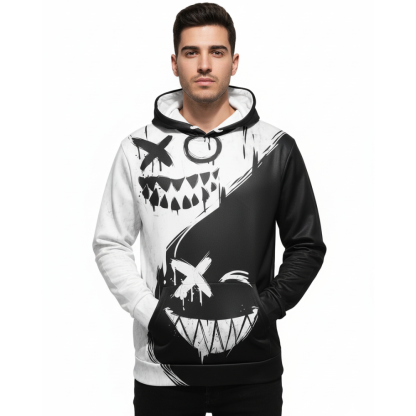 Mens Creative Smile Face Streetwear Pullover Hoodie 