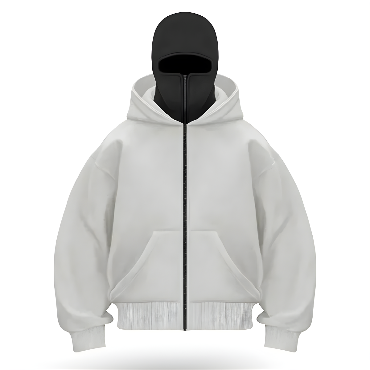 Oversized Zip Up Hoodie With Built In Mask