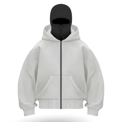 Oversized Zip Up Hoodie With Built In Mask